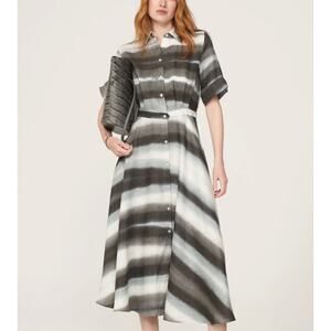 Officine Générale Gray Linen Midi Shirt Dress MEDIUM Career Work Designer $745